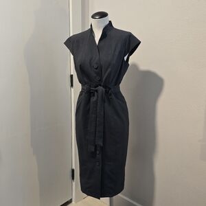 GRAY BUTTON FRONT SHEATH DRESS BY CALVIN KLEIN